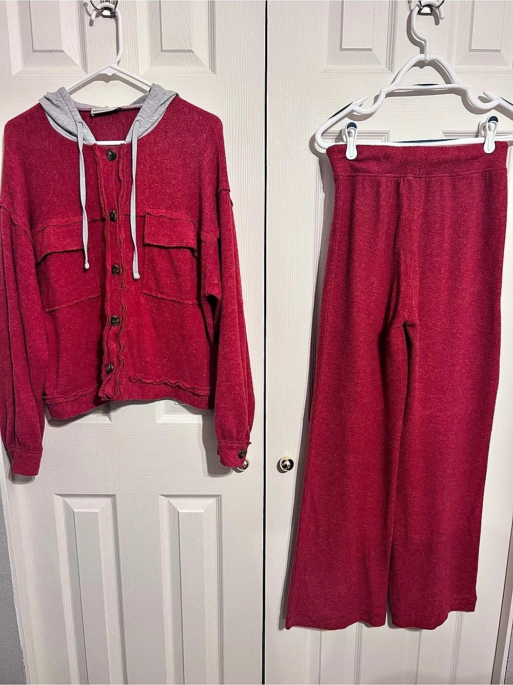 Zenana Red Hooded comfy Set